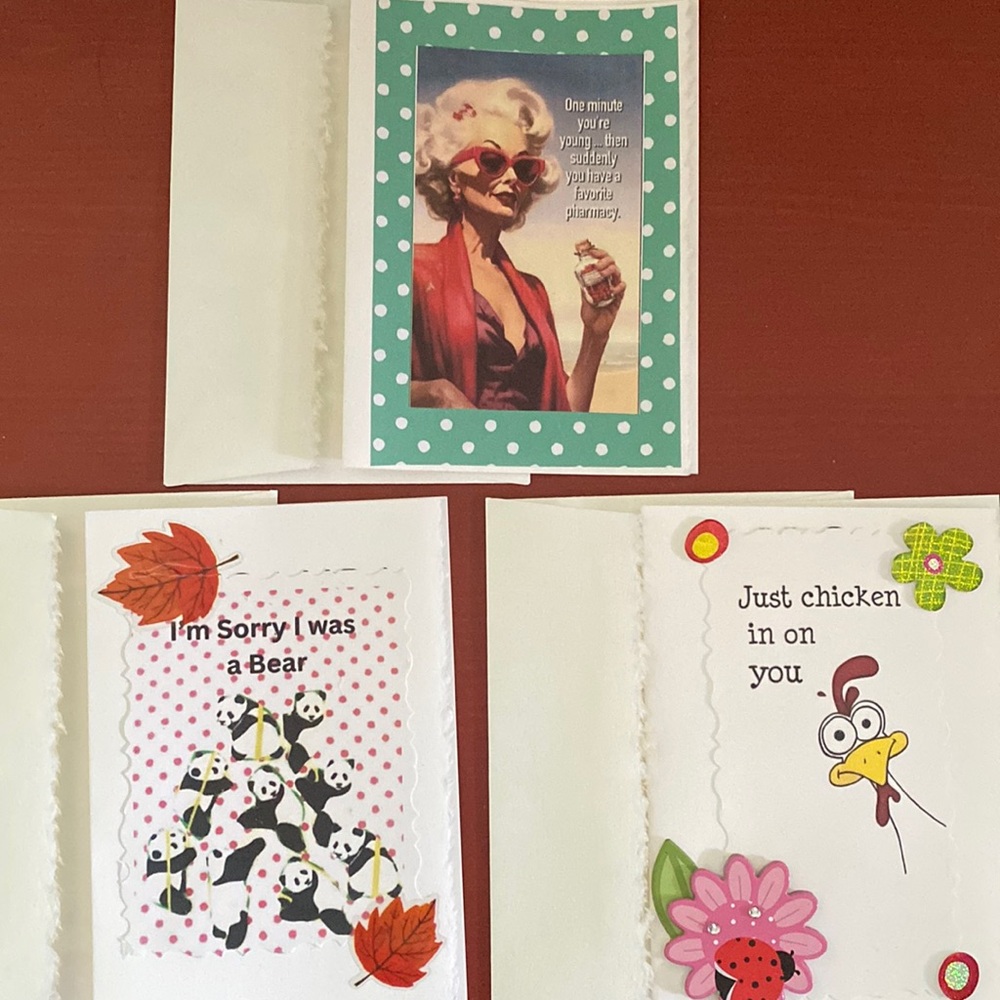 Handcrafted 3 cards and envelopes